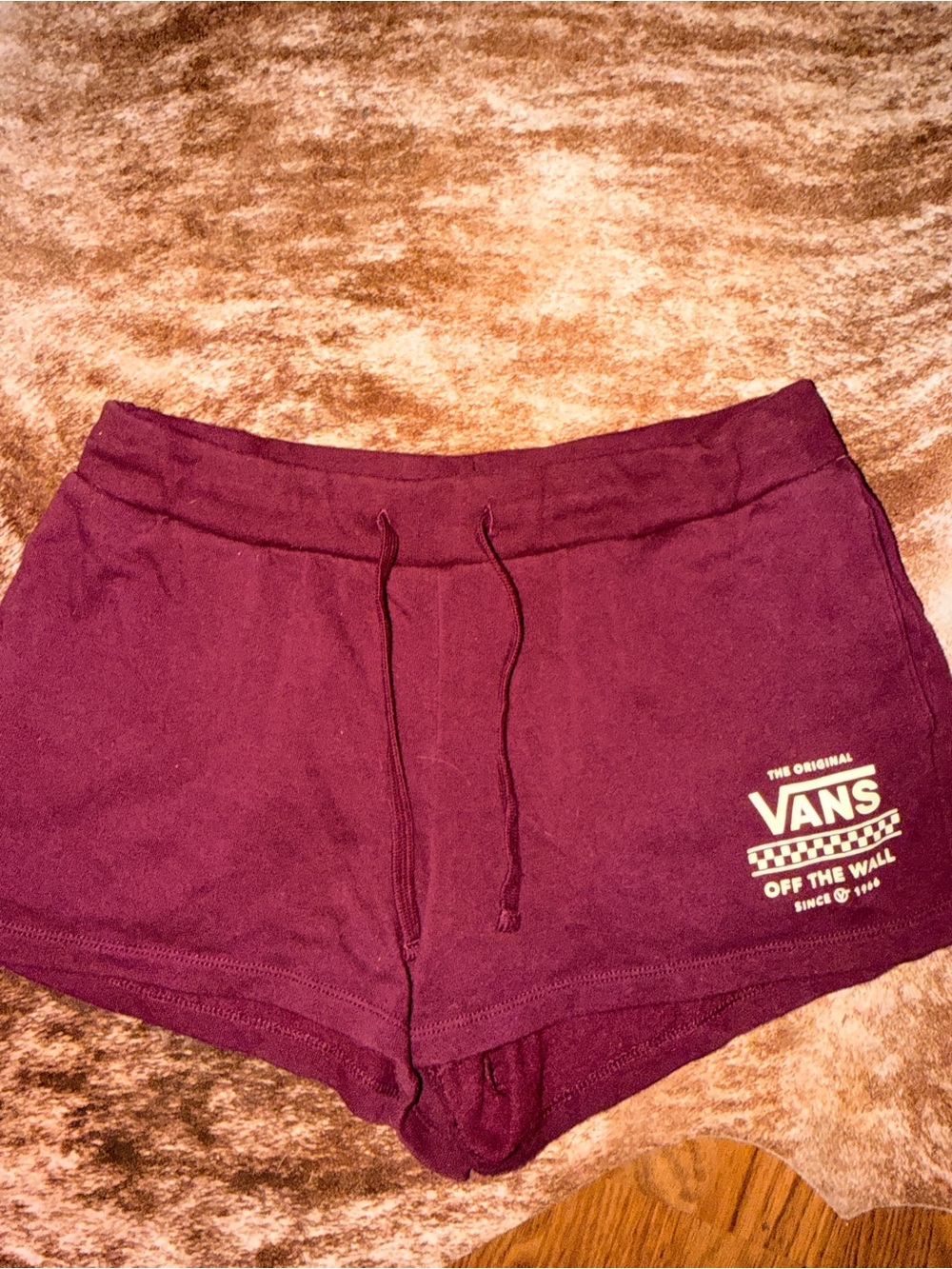 Vans Women's Deep Burgundy Logo Drawstring Athletic Shorts